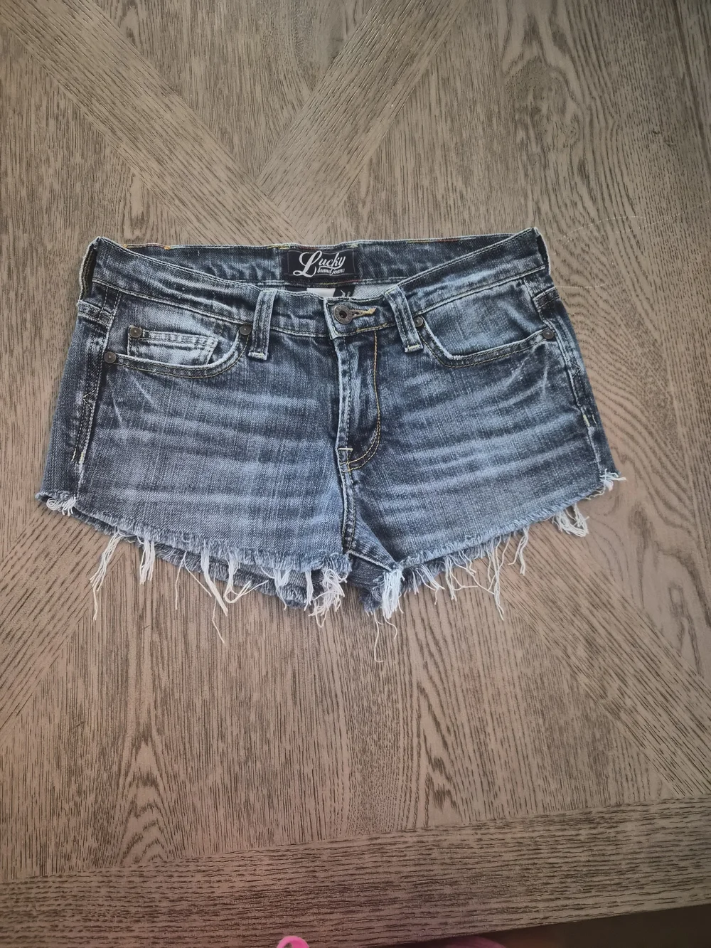 Lucky Brand Frayed Hem Faded Denim Shorts - Blue